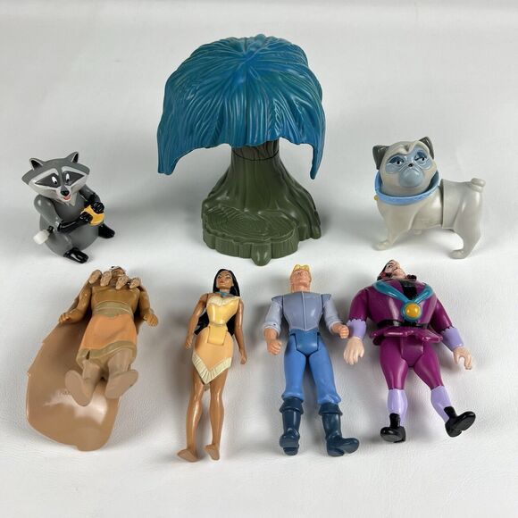 BURGER KING Pocahontas Toy Lot Plastic Figures Kid's Club VTG 90s Cake Toppers - Picture 2 of 8